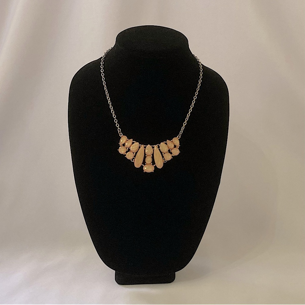 Glittery Orange Rhinestone Statement Necklace Gold Chain - Picture 3 of 9